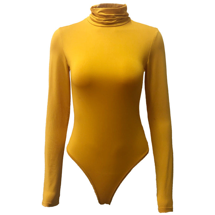 Slim Fit Turtleneck Long Sleeve Bodysuit for Women