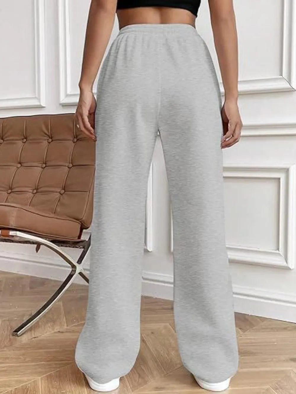 Women's High-Waisted Wide-Leg Drawstring Pants with Pockets