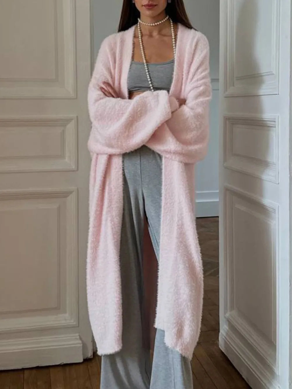 Long Faux Fur Cardigan for Women