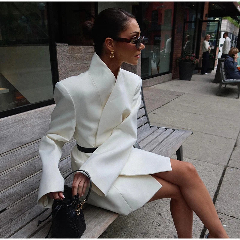 Women’s Elegant Mini Blazer Dress – Autumn Tailored Look with Chic Silhouette