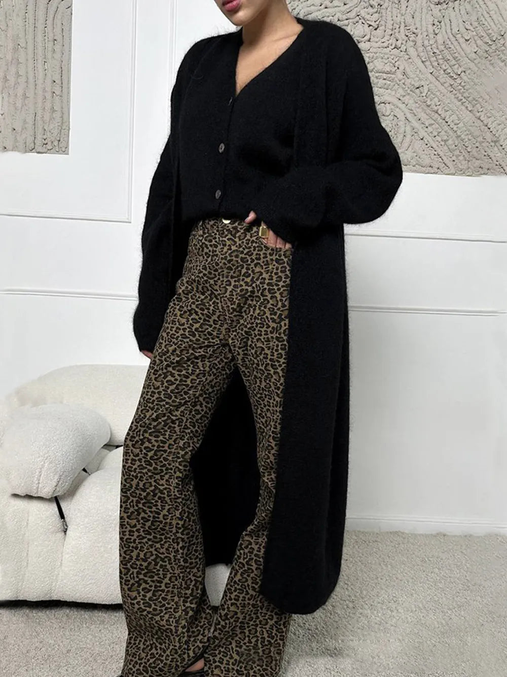 Long Faux Fur Cardigan for Women