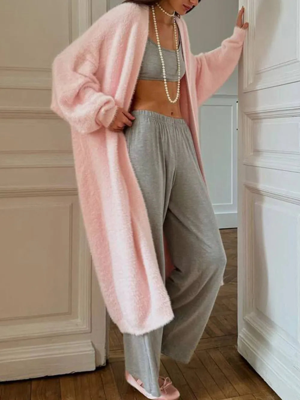 Long Faux Fur Cardigan for Women