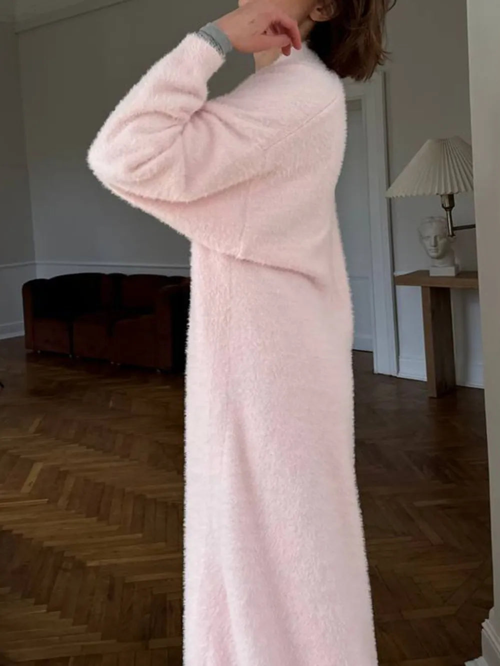 Long Faux Fur Cardigan for Women