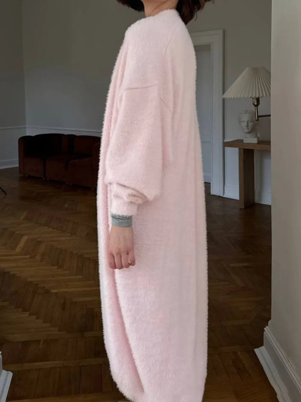 Long Faux Fur Cardigan for Women