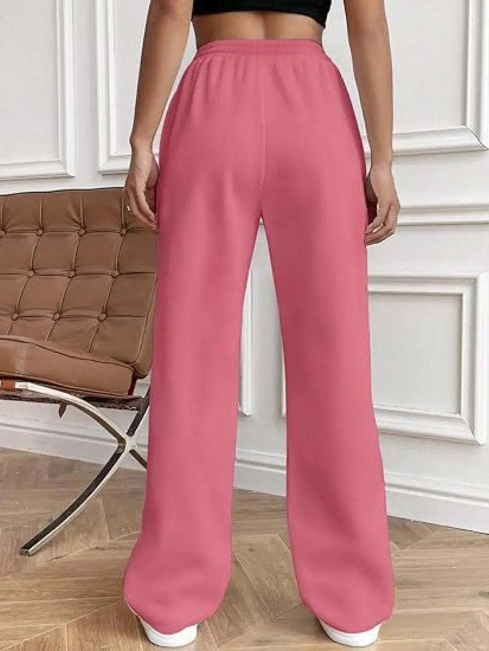 Women's High-Waisted Wide-Leg Drawstring Pants with Pockets