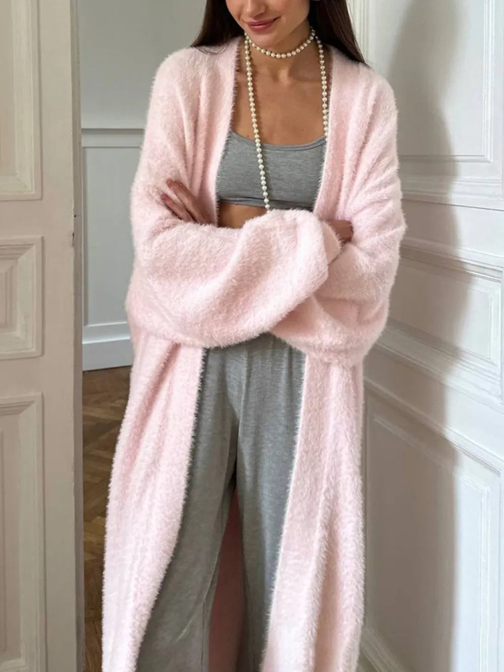 Long Faux Fur Cardigan for Women