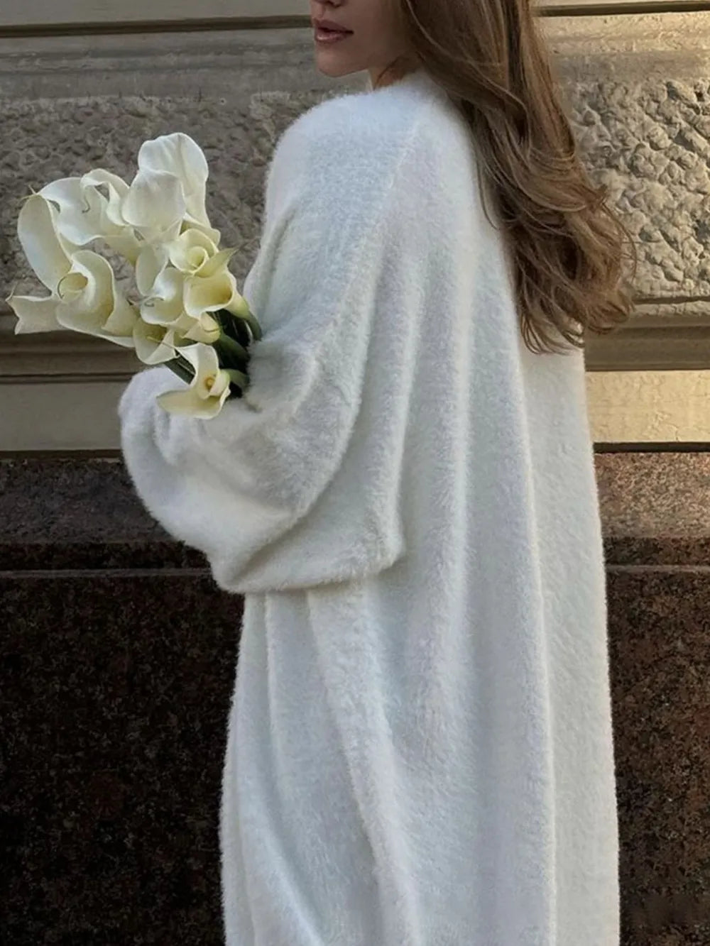 Long Faux Fur Cardigan for Women