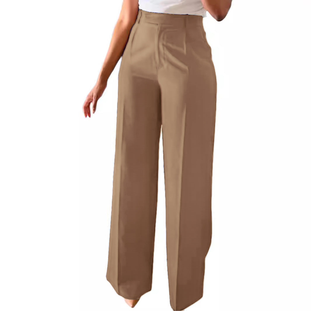 High Waist Straight-Leg Wide Pants for Women