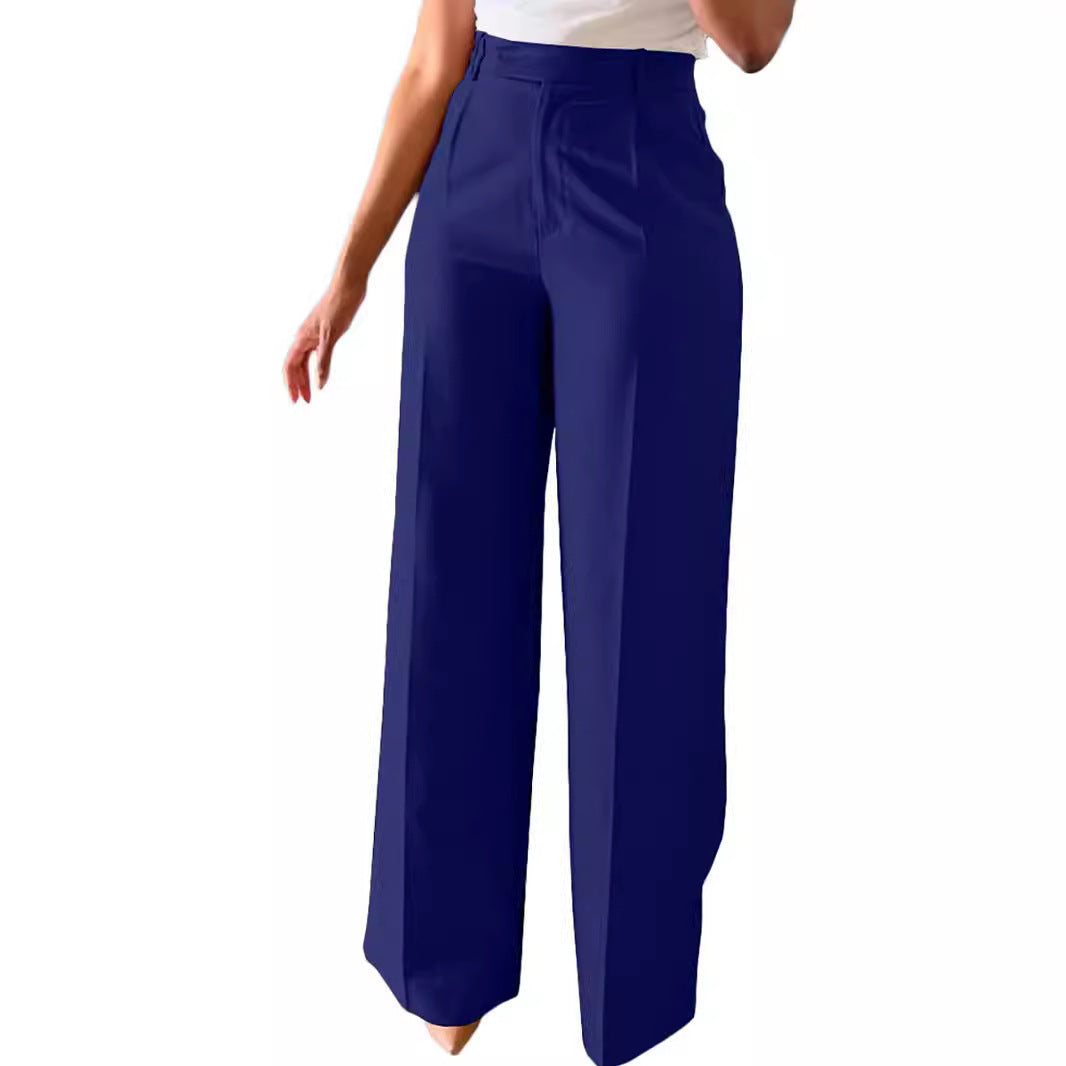 High Waist Straight-Leg Wide Pants for Women