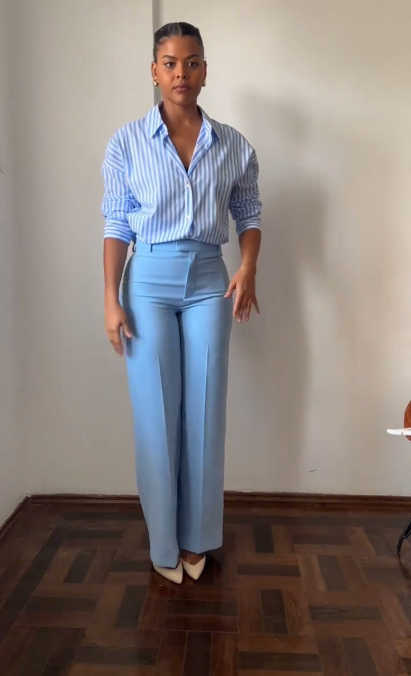 High Waist Straight-Leg Wide Pants for Women