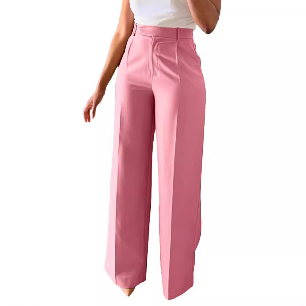 High Waist Straight-Leg Wide Pants for Women