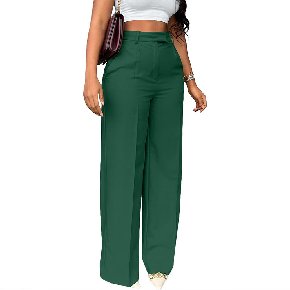 High Waist Straight-Leg Wide Pants for Women