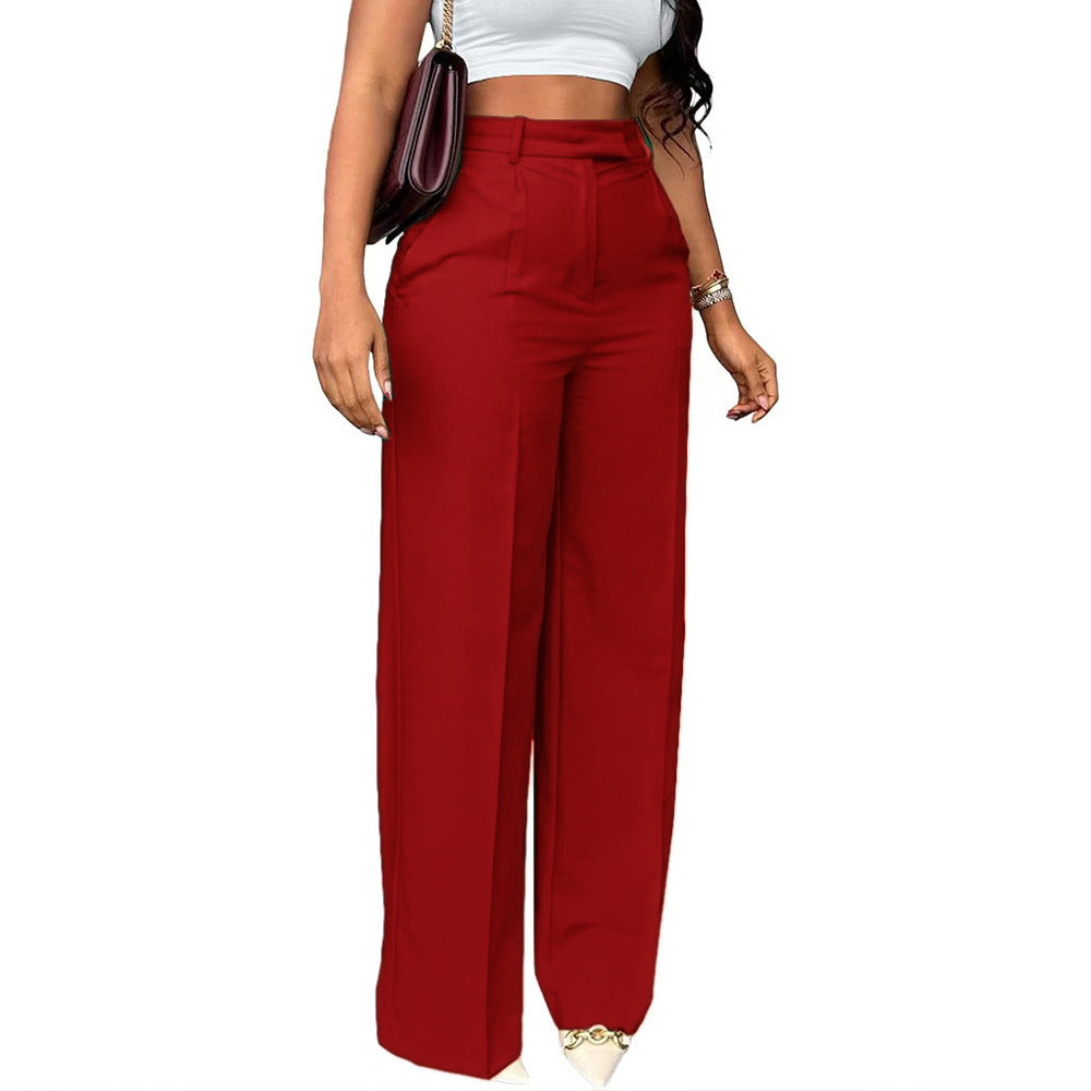 High Waist Straight-Leg Wide Pants for Women