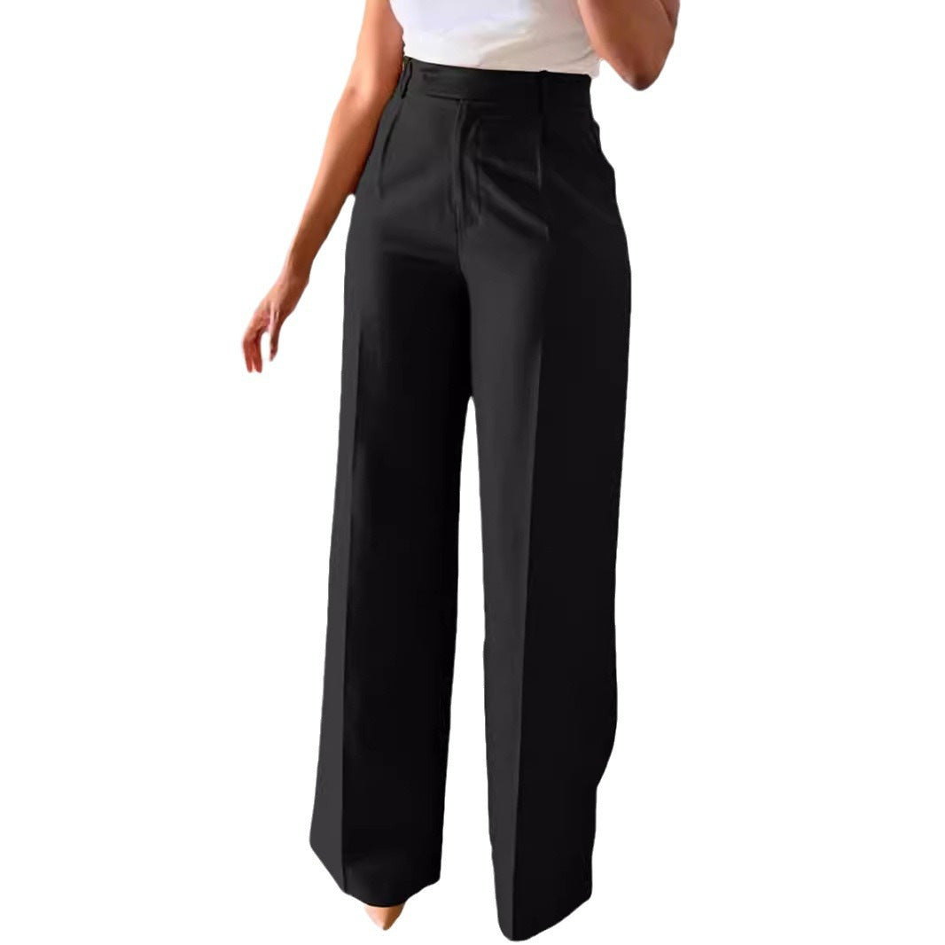 High Waist Straight-Leg Wide Pants for Women