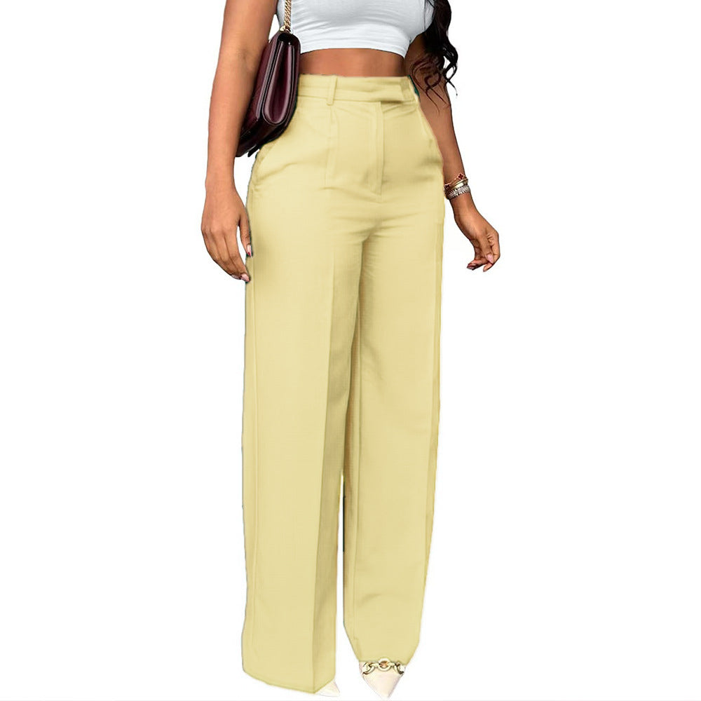 High Waist Straight-Leg Wide Pants for Women