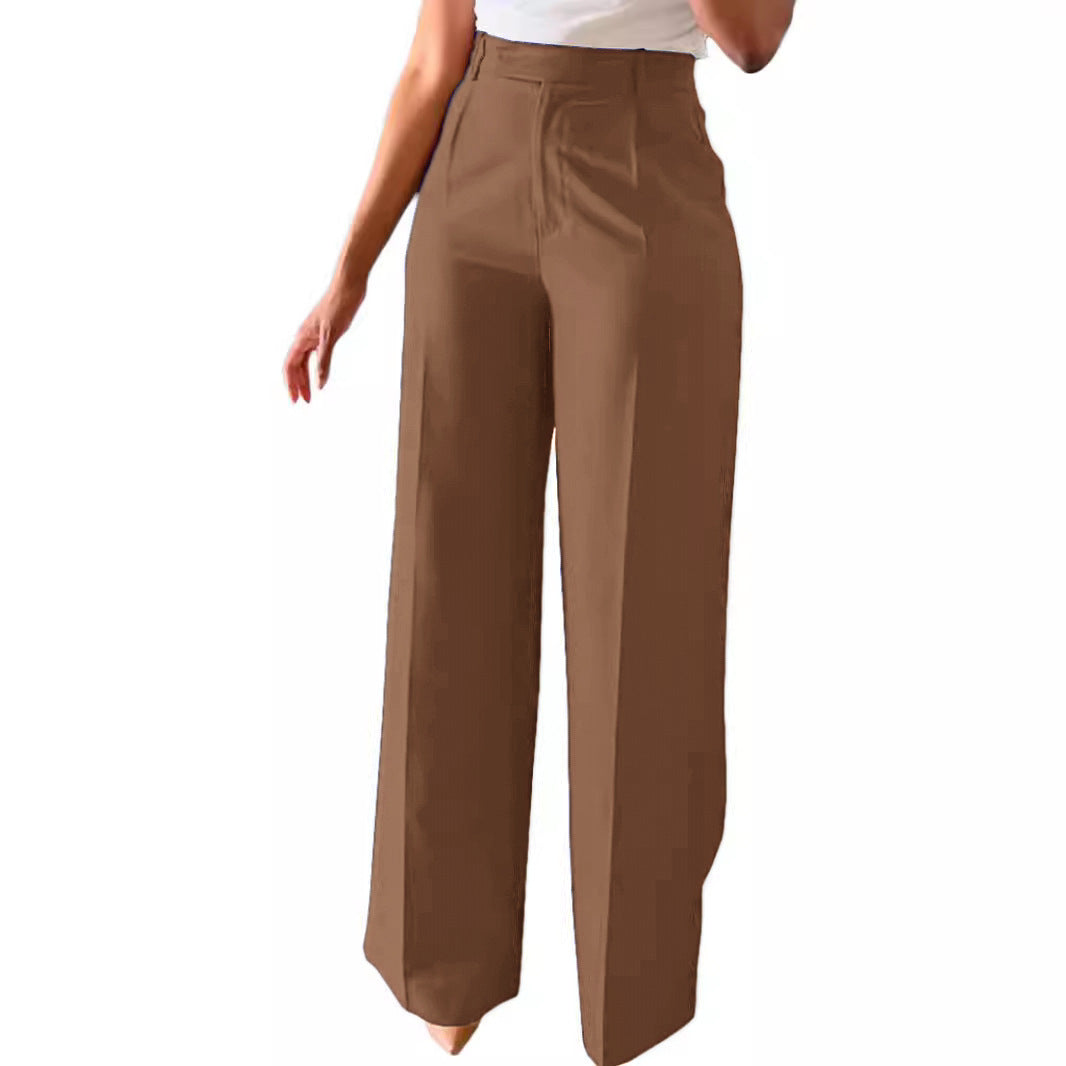 High Waist Straight-Leg Wide Pants for Women