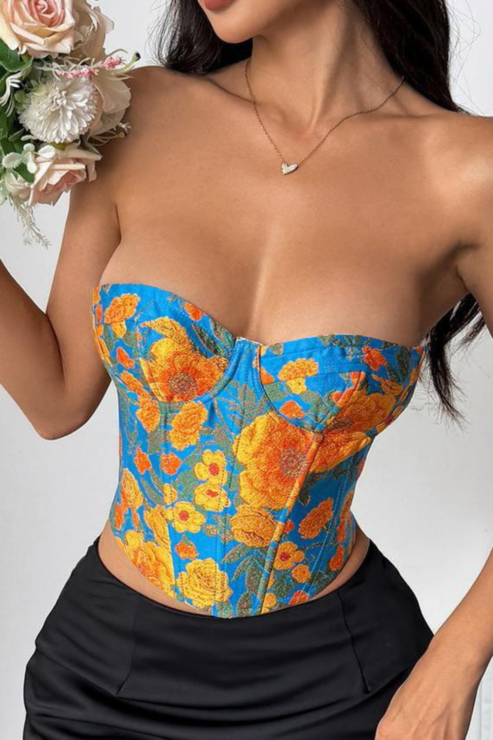 Colorful Boned Corset Vest with Lace-Up Front