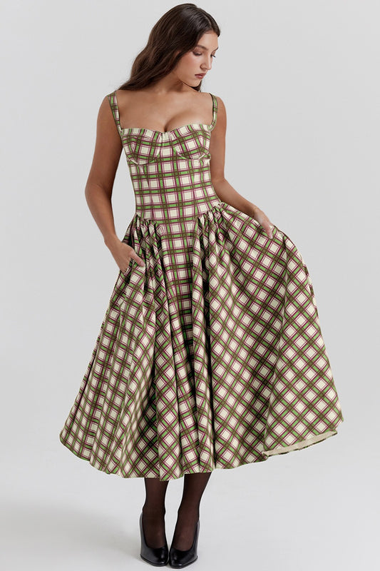 French retro long dress, court style dopamine dressing, camisole dress for women