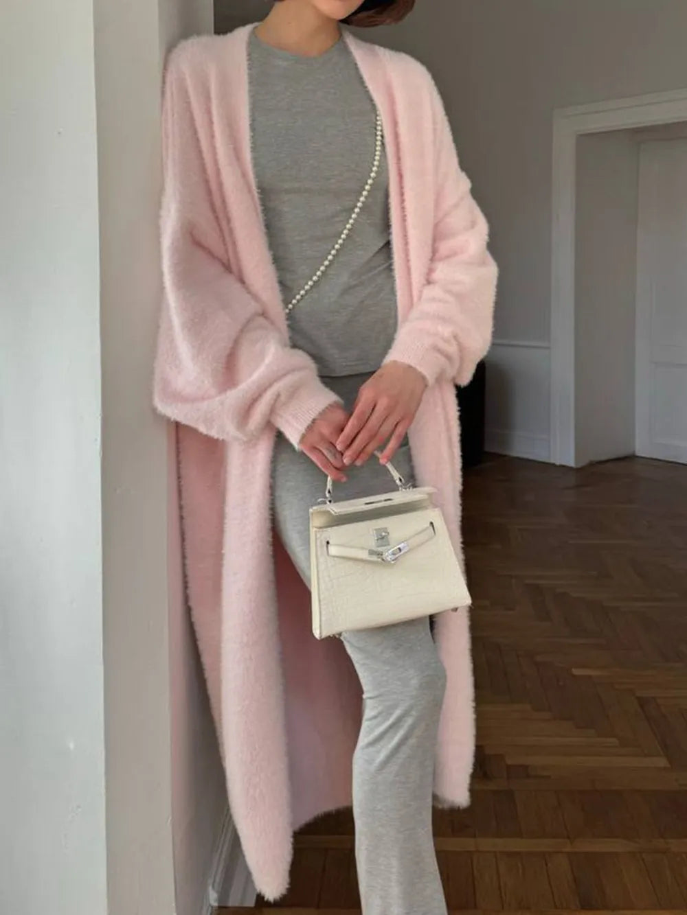 Long Faux Fur Cardigan for Women