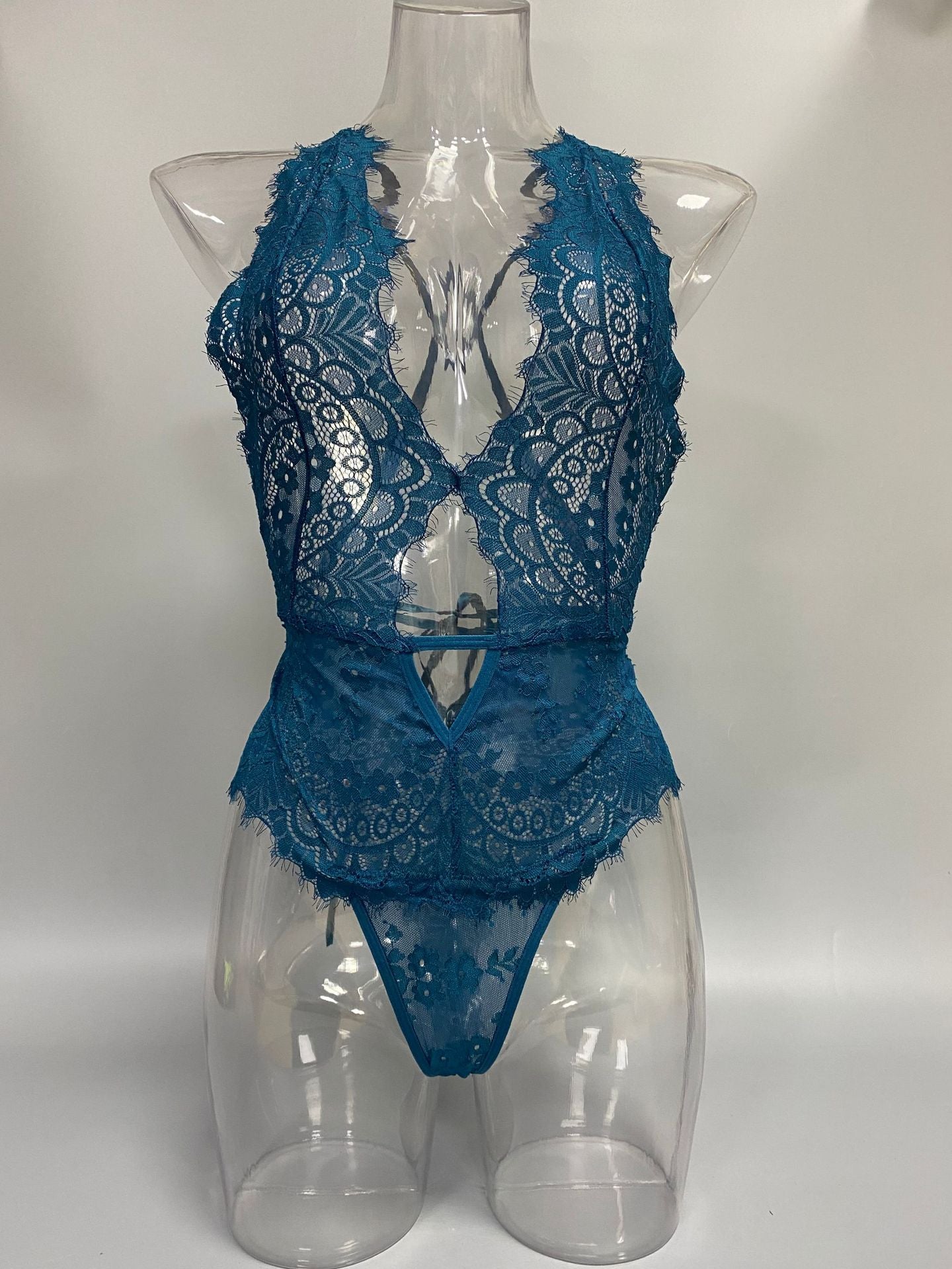 Sheer Lace Apron Lingerie Set with Backless Design