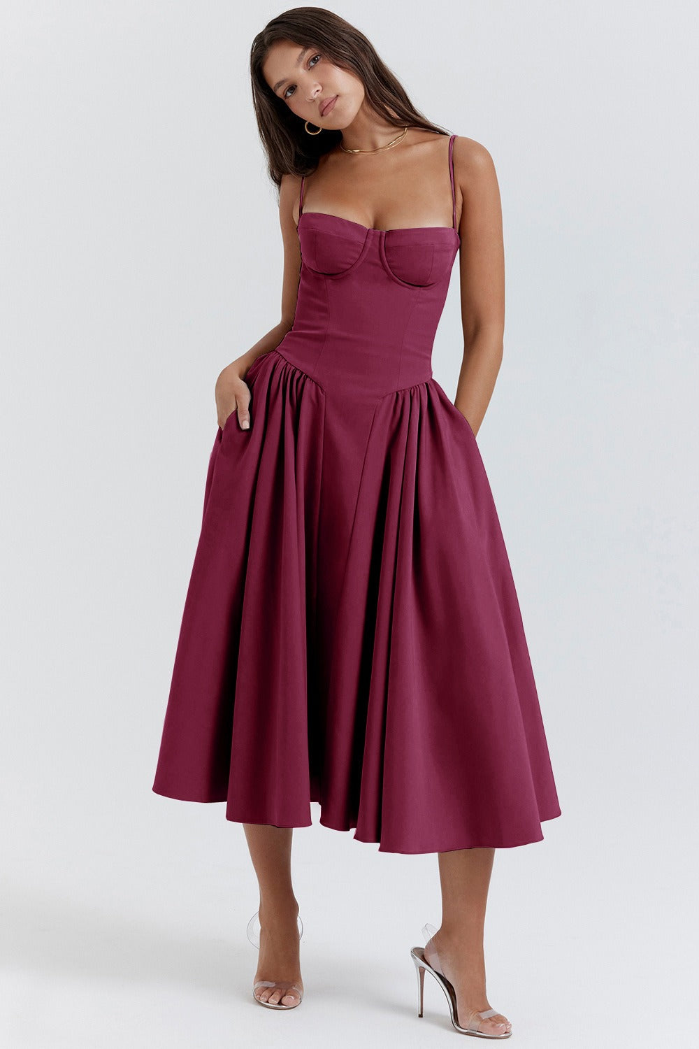 French retro long dress, court style dopamine dressing, camisole dress for women