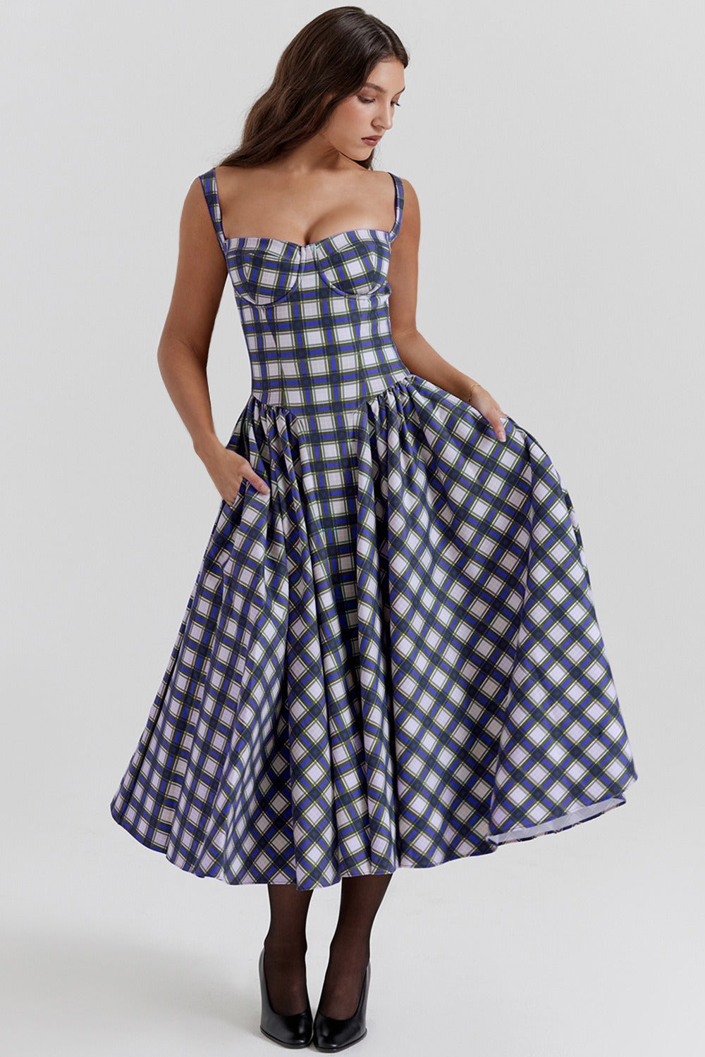French retro long dress, court style dopamine dressing, camisole dress for women
