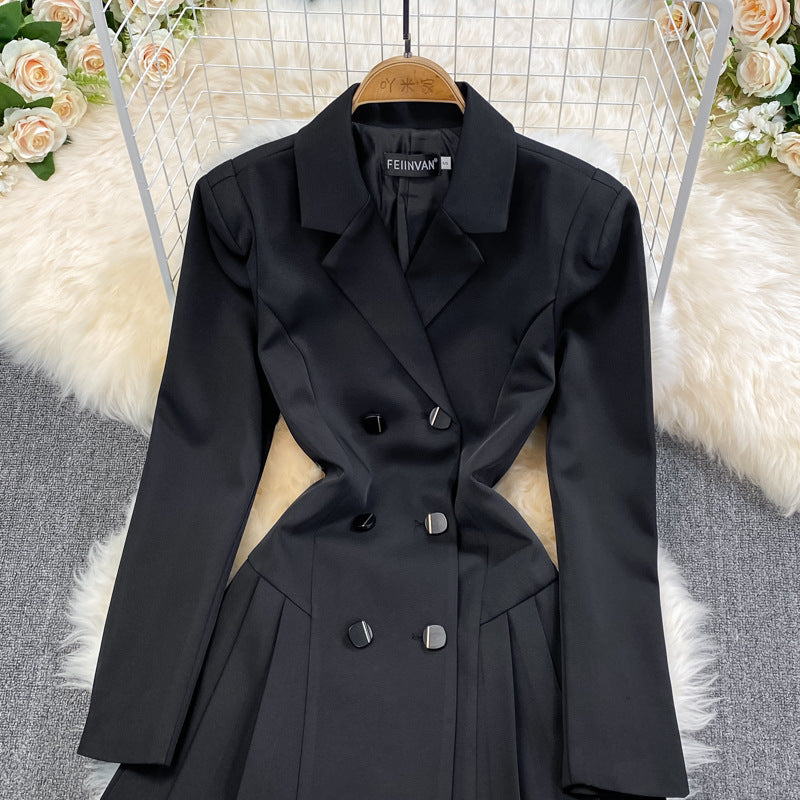 Women's Elegant Pleated Midi Dress with Belted Waist