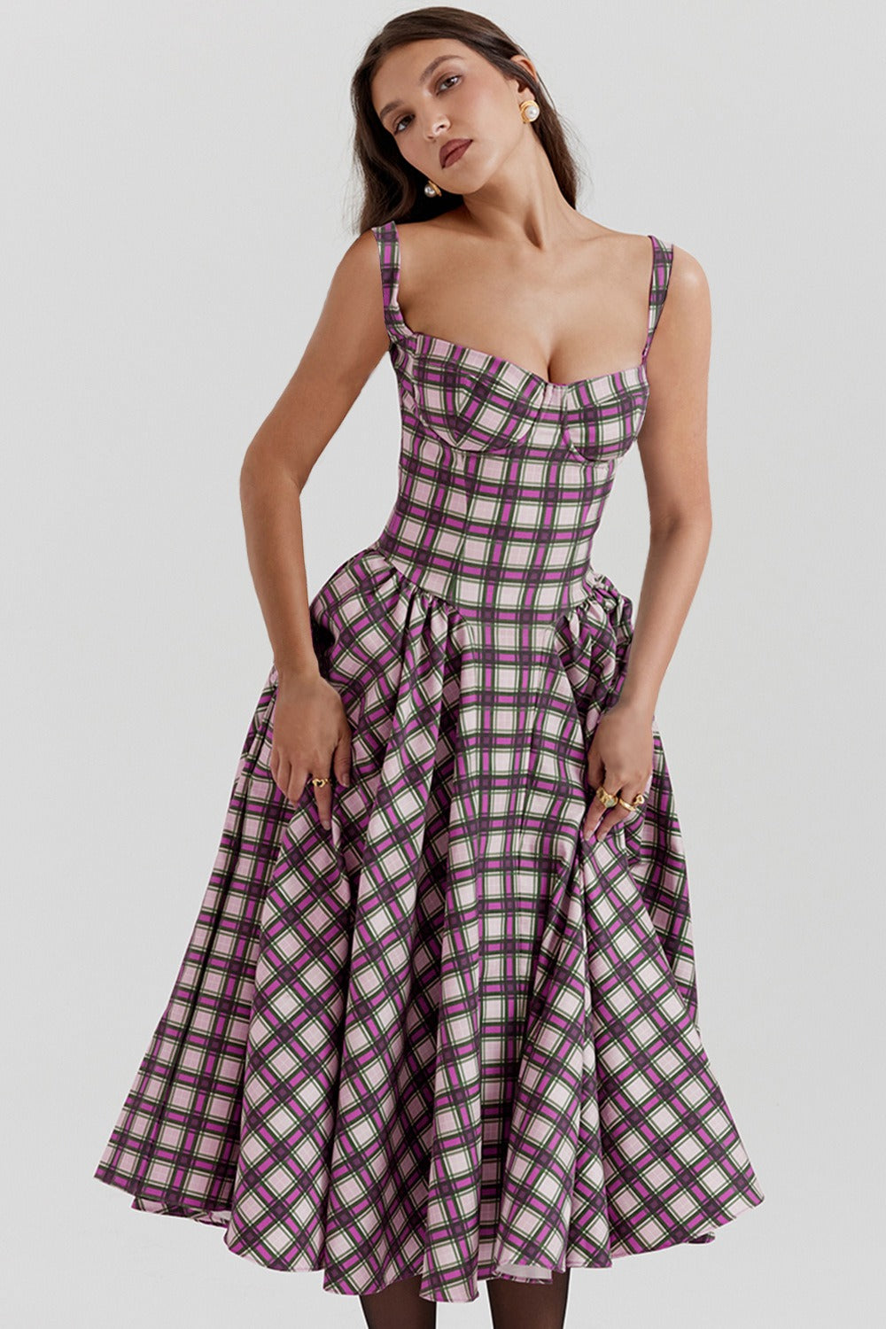 French retro long dress, court style dopamine dressing, camisole dress for women