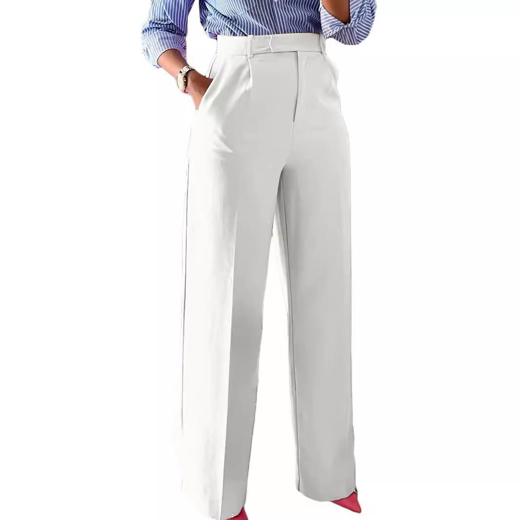 High Waist Straight-Leg Wide Pants for Women
