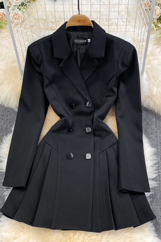 Women's Elegant Pleated Midi Dress with Belted Waist