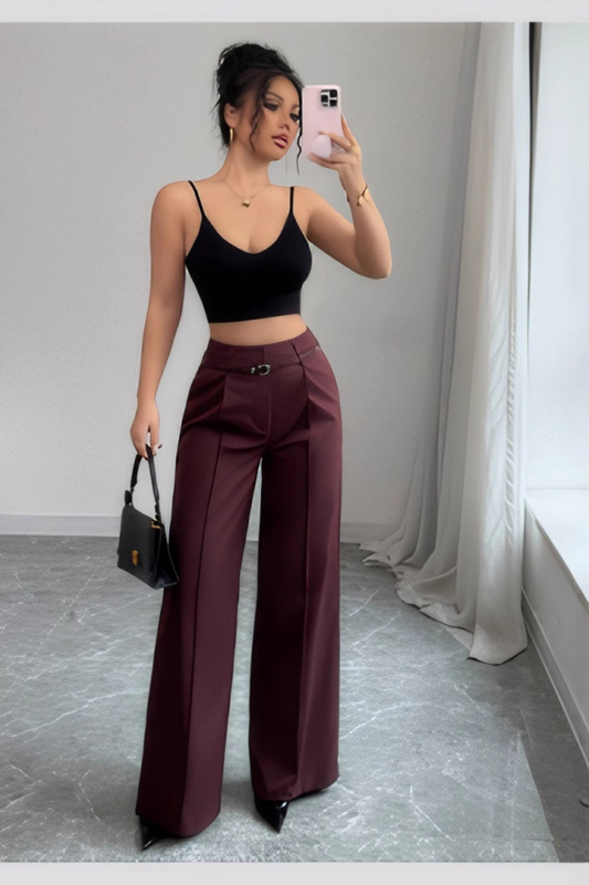 High-Waisted Wide Leg Suit Pants for Women