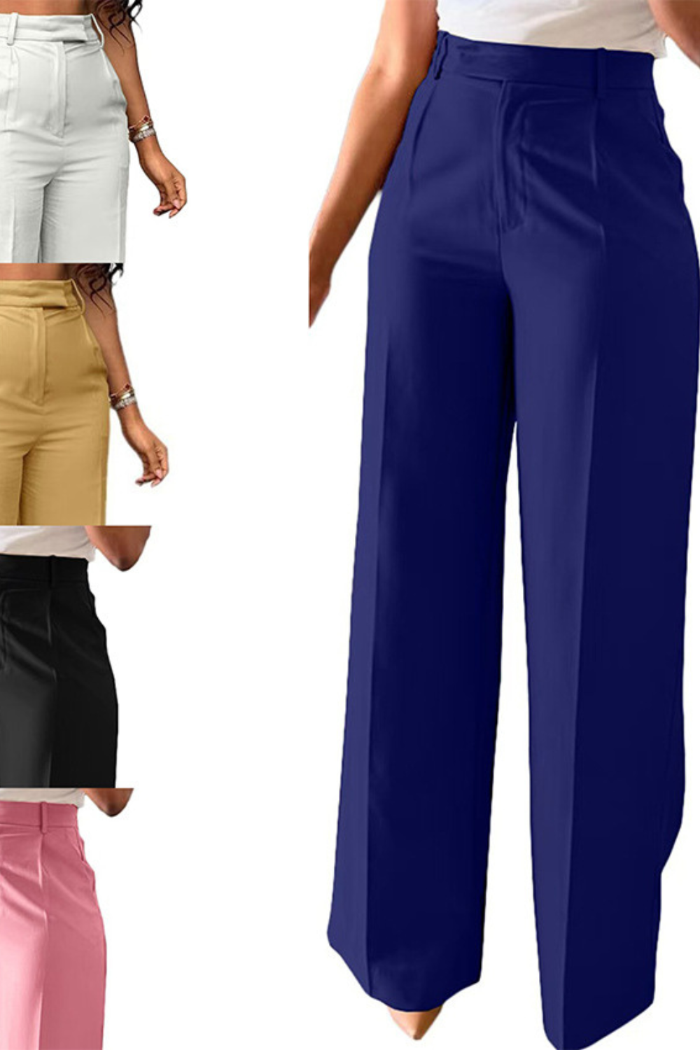 High Waist Straight-Leg Wide Pants for Women