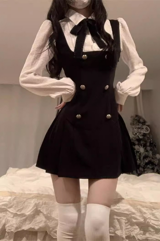 Spring & Autumn 2024 French Suspender Slimming Dress – Fake Two-Piece Style