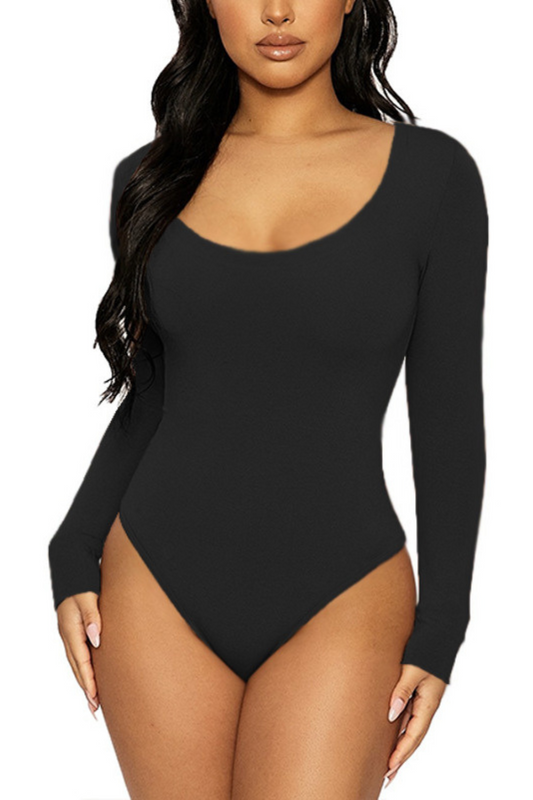 Spring Slim Fit Long Sleeve Bodysuit Jumpsuit for Women