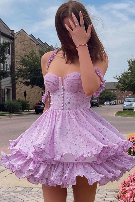 Floral Pleated Princess Dress – Sweet & Fresh Spring Suspender Skirt